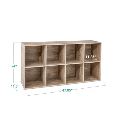 8-Cube Bookshelf, 11in Storage Display w/ Removable Panels, Customizable