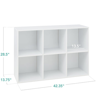 6-Cube Bookshelf, 13.5in Storage Display w/ Removable Panels, Customizable