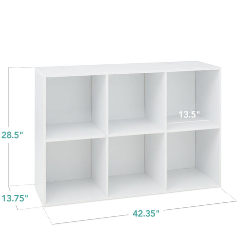 6-Cube Bookshelf, 13.5in Storage Display w/ Removable Panels, Customizable