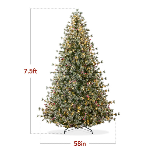 Pre-Lit Premium Semi-Flocked Cashmere Christmas Tree