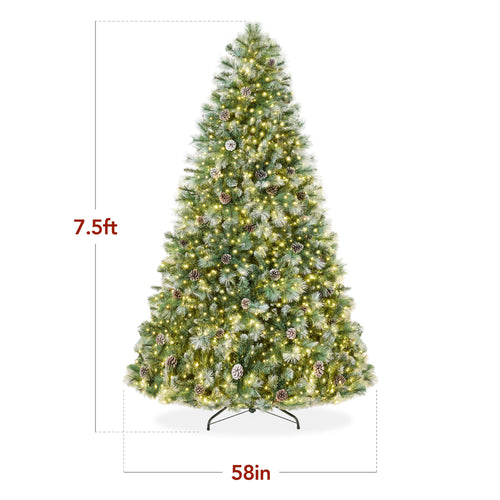 Pre-Lit Frosted Artificial Scotch Pine Christmas Tree w/ Metal Stand