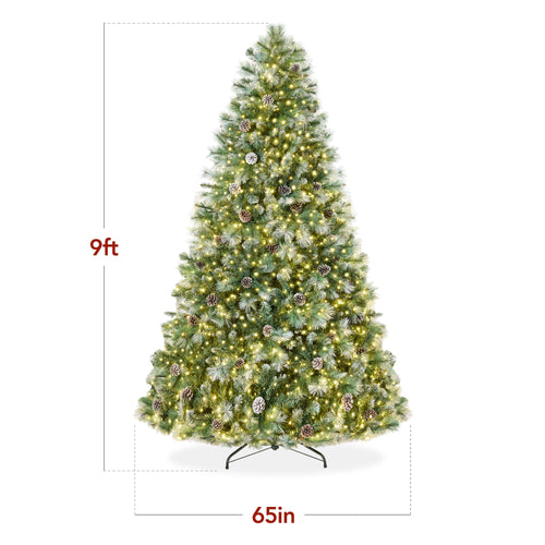 Pre-Lit Frosted Artificial Scotch Pine Christmas Tree w/ Metal Stand