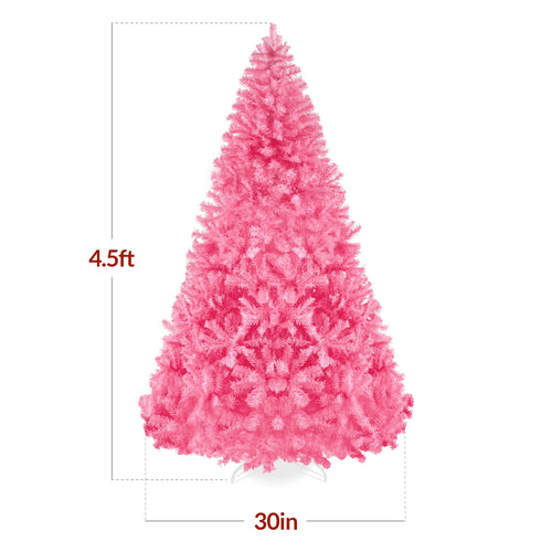 Artificial Pink Christmas Tree, Unlit Pine Design w/Easy Assembly