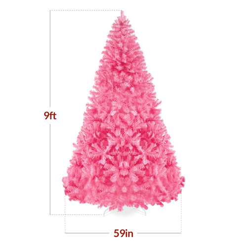 Artificial Pink Christmas Tree, Unlit Pine Design w/Easy Assembly