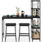 3-Piece Bar Height Dining Set w/ Bottle Rack, Glass Storage, 5 Shelves