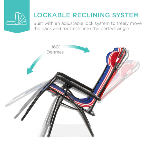 Folding Zero Gravity Recliner Patio Lounge Chair w/ Canopy, Side Tray