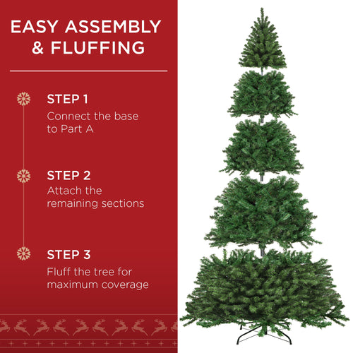 Pre-Lit Artificial Green Spruce Christmas Tree, w/Easy Assembly