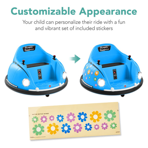 6V Kids Ride On Bumper Car Toy w/ Remote, Harness, Lights, 360 Degree Spin