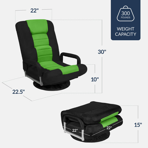 Gaming Floor Chair w/ 360-Degree Swivel, Armrest, Adjustable Backrest