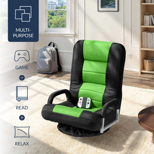 Gaming Floor Chair w/ 360-Degree Swivel, Armrest, Adjustable Backrest