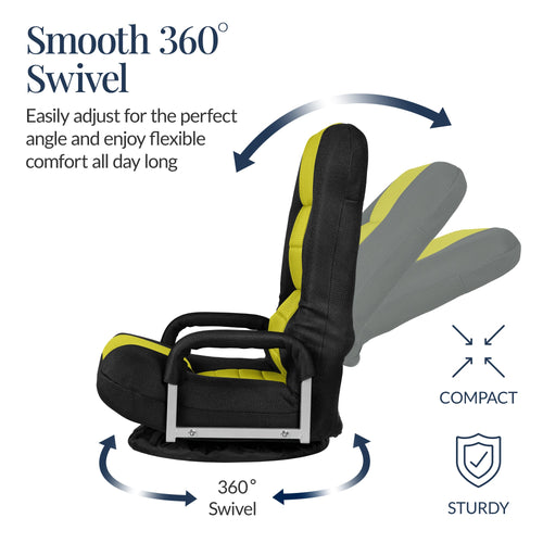 Gaming Floor Chair w/ 360-Degree Swivel, Armrest, Adjustable Backrest