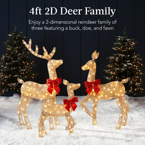 3-Piece Lighted Christmas Deer Set Outdoor Decor with 175 LED Lights