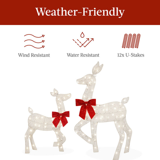 3-Piece Lighted Christmas Deer Set Outdoor Decor with 175 LED Lights