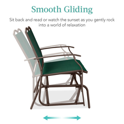 2-Person Patio Loveseat Swing Glider, Bench Rocker w/ Armrests