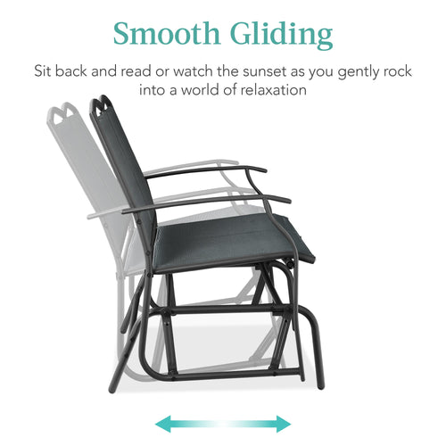 2-Person Patio Loveseat Swing Glider, Bench Rocker w/ Armrests