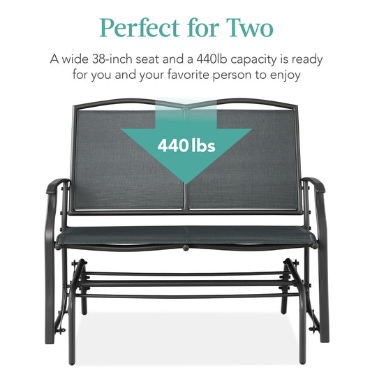 2-Person Patio Loveseat Swing Glider, Bench Rocker w/ Armrests