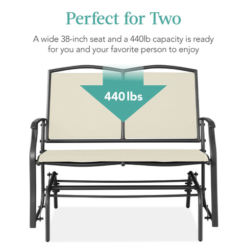 2-Person Patio Loveseat Swing Glider, Bench Rocker w/ Armrests