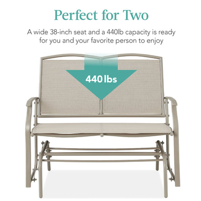 2-Person Patio Loveseat Swing Glider, Bench Rocker w/ Armrests