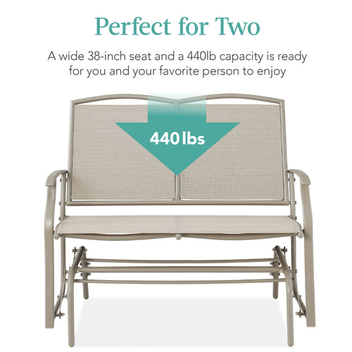 2-Person Patio Loveseat Swing Glider, Bench Rocker w/ Armrests