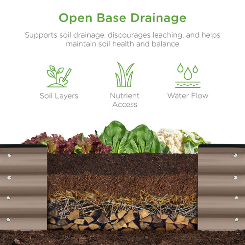 Outdoor Metal Raised Oval Garden Bed for Vegetables, Flowers - 8x2x1ft