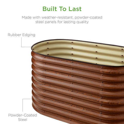Outdoor Raised Metal Oval Garden Bed, Planter Box - 4x2x2ft