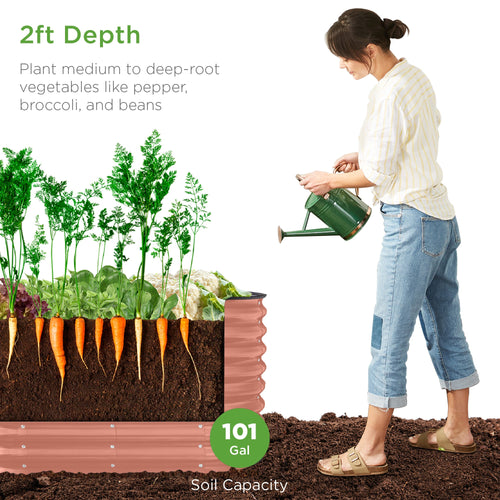 Outdoor Raised Metal Oval Garden Bed, Planter Box - 4x2x2ft