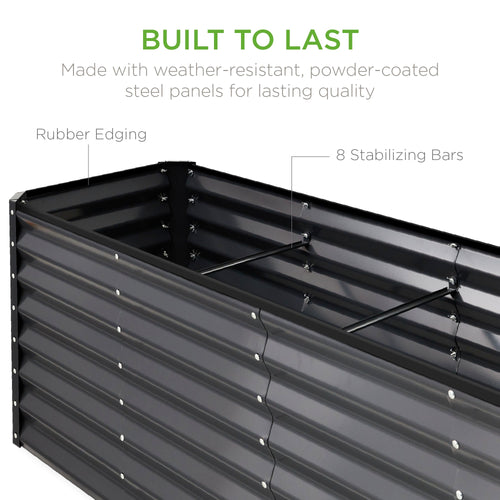Outdoor Metal Raised Garden Bed for Vegetables, Flowers, Herbs - 8x2x2ft