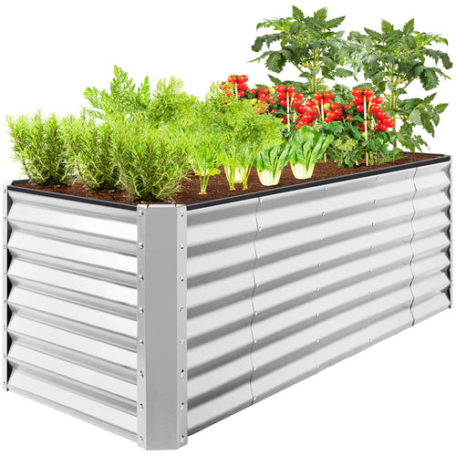 Outdoor Metal Raised Garden Bed for Vegetables, Flowers, Herbs - 8x2x2ft