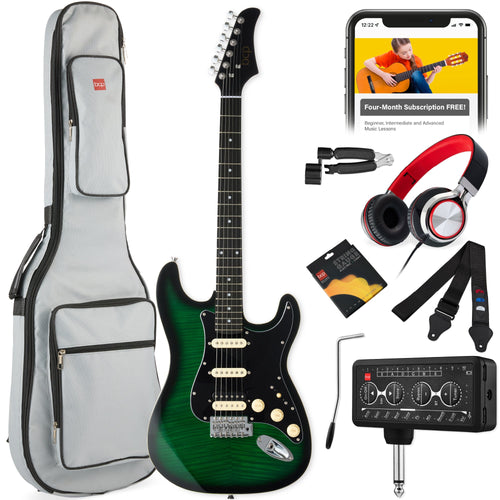 Beginner Electric Guitar Kit w/ Headphone Amp, Padded Gig Bag, Headphones