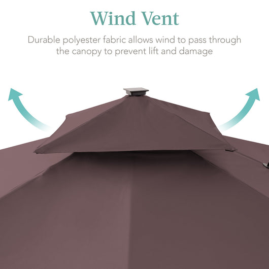2-Tier Square LED Cantilever Offset Umbrella w/ 360 Rotation, Base - 10x10ft