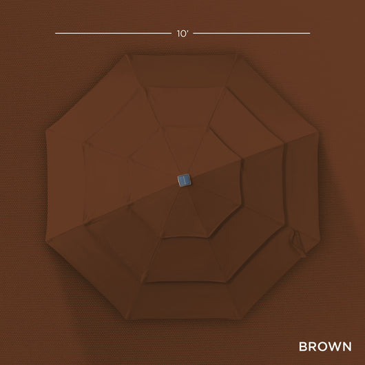 3-Tier Solar Patio Umbrella w/ LED Lights, Tilt Adjustment, Crank - 10ft