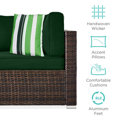 7-Piece Modular Wicker Sectional Conversation Set w/ 2 Pillows, Cover