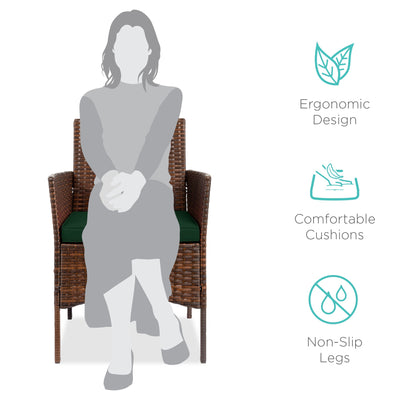 3-Piece Outdoor Patio Wicker Bistro Set w/ Side Storage Table