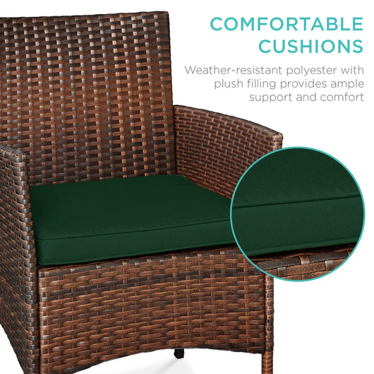 3-Piece Outdoor Patio Wicker Bistro Set w/ Side Storage Table