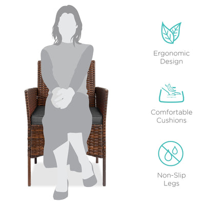 3-Piece Outdoor Patio Wicker Bistro Set w/ Side Storage Table