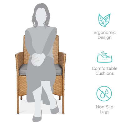 3-Piece Outdoor Patio Wicker Bistro Set w/ Side Storage Table