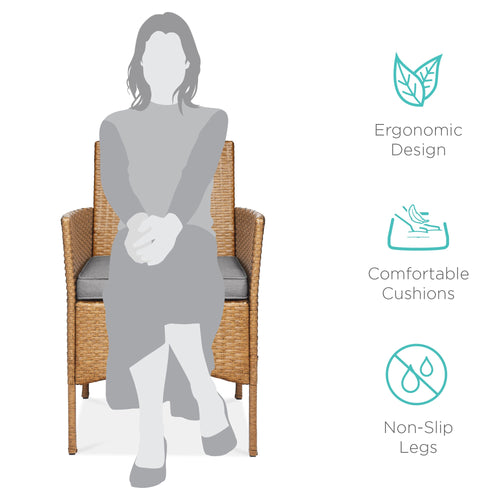 3-Piece Outdoor Patio Wicker Bistro Set w/ Side Storage Table