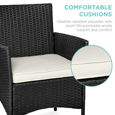 3-Piece Outdoor Patio Wicker Bistro Set w/ Side Storage Table