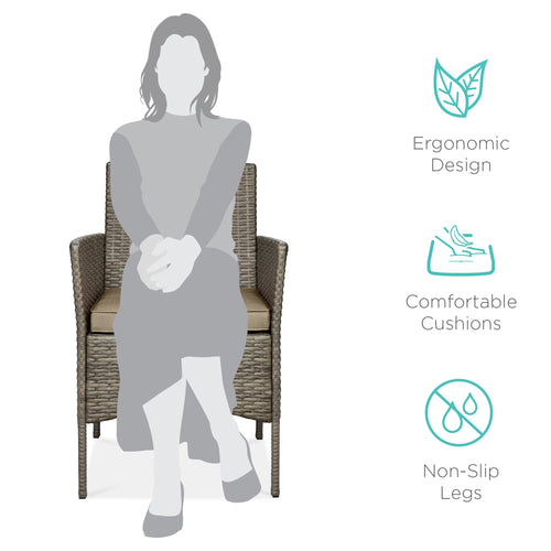 3-Piece Outdoor Patio Wicker Bistro Set w/ Side Storage Table