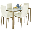 5-Piece Dining Table Set w/ Glass Top, Leather Chairs
