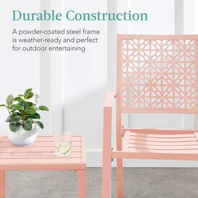 3-Piece Stackable Steel Outdoor Conversation Bistro Set