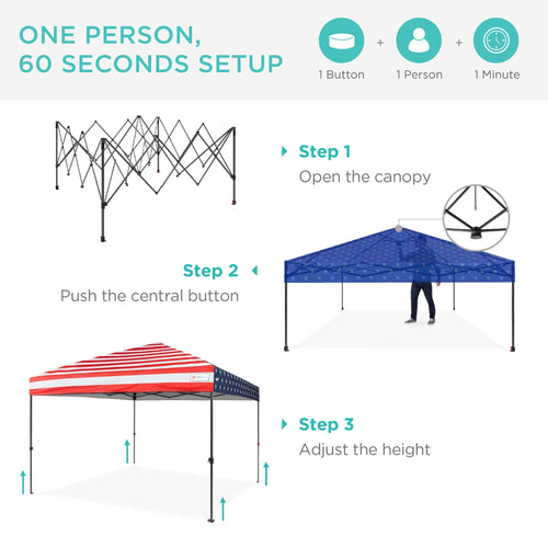 One-Person Setup Instant Pop Up Canopy w/ Case, 4 Weight Bags - 12x12ft