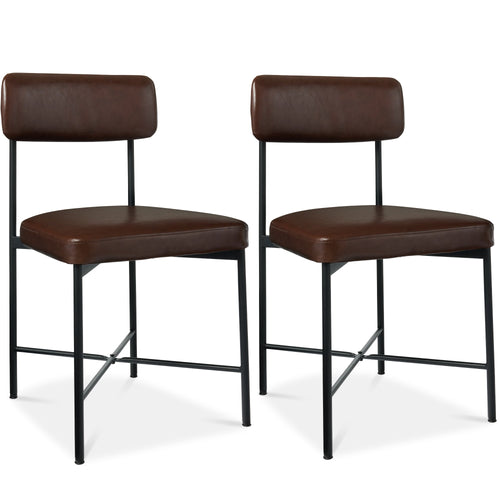 Dining Chair Set of 2, Faux Leather, Standard Height, Metal Frame