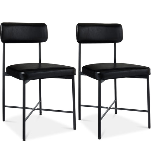 Dining Chair Set of 2, Faux Leather, Standard Height, Metal Frame