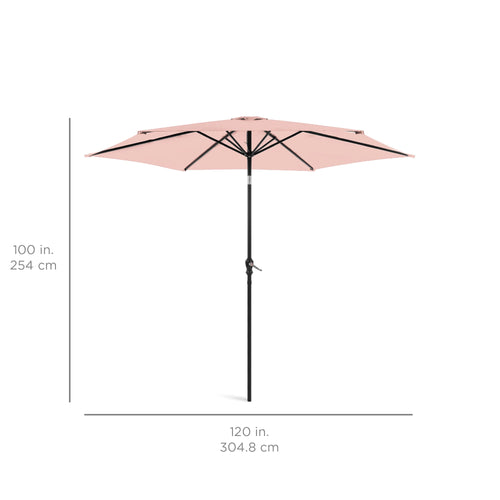 Outdoor Steel Market Patio Umbrella Decoration w/ Tilt, Crank Lift - 10ft