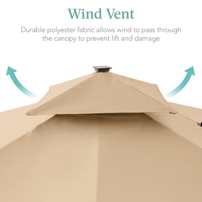 2-Tier Square LED Cantilever Offset Umbrella w/ 360 Rotation, Base - 10x10ft