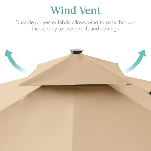 2-Tier Square LED Cantilever Offset Umbrella w/ 360 Rotation, Base - 10x10ft