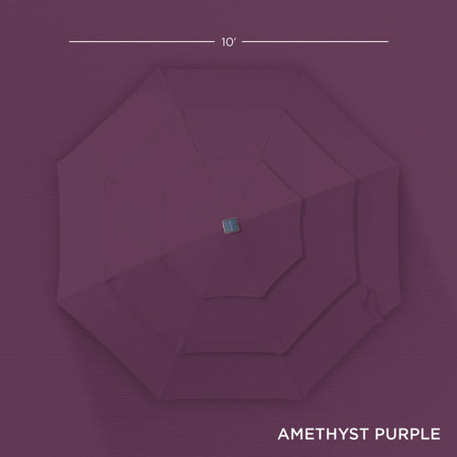 3-Tier Solar Patio Umbrella w/ LED Lights, Tilt Adjustment, Crank - 10ft