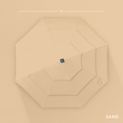 3-Tier Solar Patio Umbrella w/ LED Lights, Tilt Adjustment, Crank - 10ft