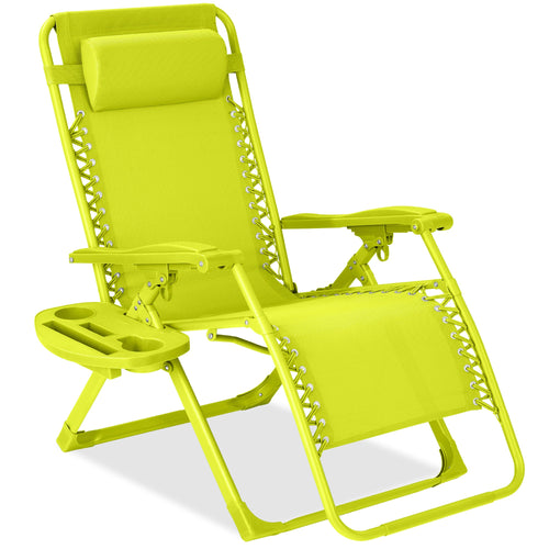 Monochromatic Zero Gravity Patio Chair Recliner w/ Side Tray, Headrest